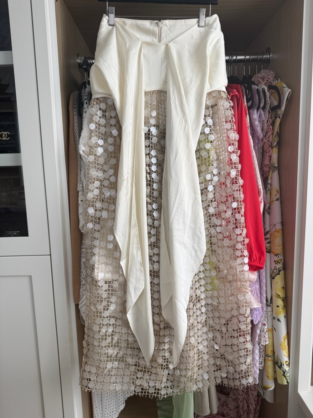 Lovers + Friends Ivory Sequin Mesh Wrap Maxi Skirt - Picture 11 of 12